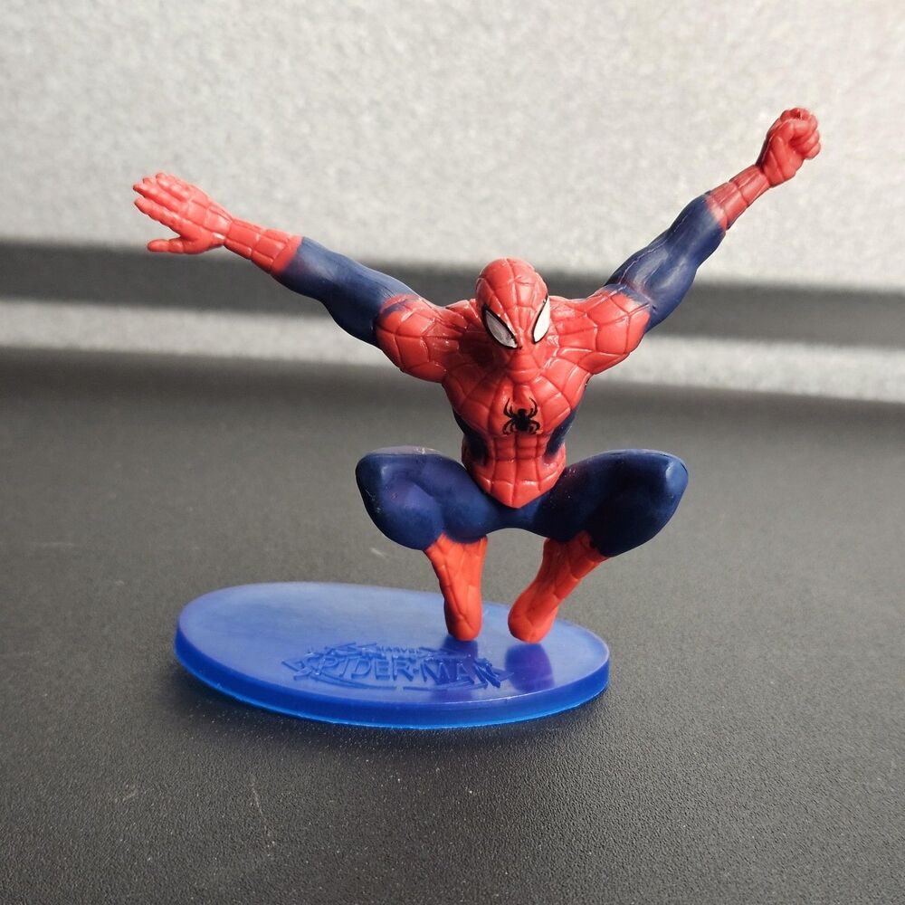 Spider-Man 3" PVC Mini Figure Jumping Pose w/ Base Marvel NEW Cake Topper Toy